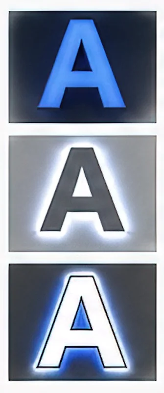 A collage of different front lit channel letters, showing the difference it makes.